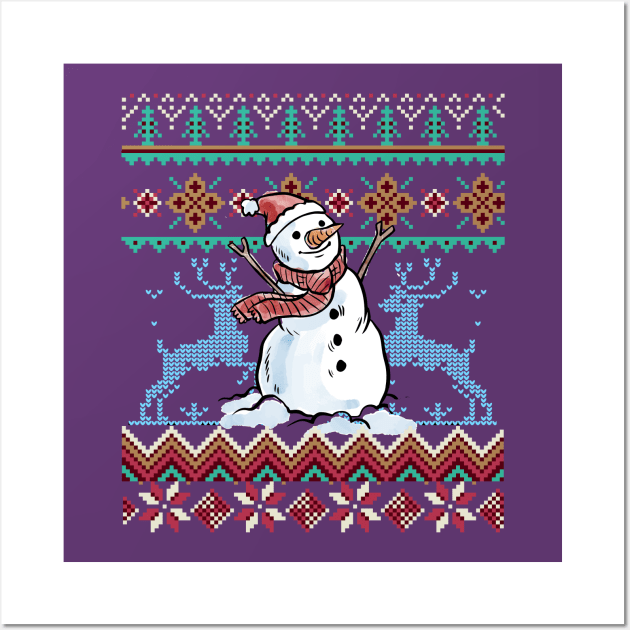 Ugly Sweater Style Snowman Print Wall Art by letnothingstopyou